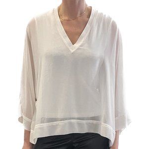 Zara White Sheer Lined 3/4 Sleeve Flowy Blouse Pink size S